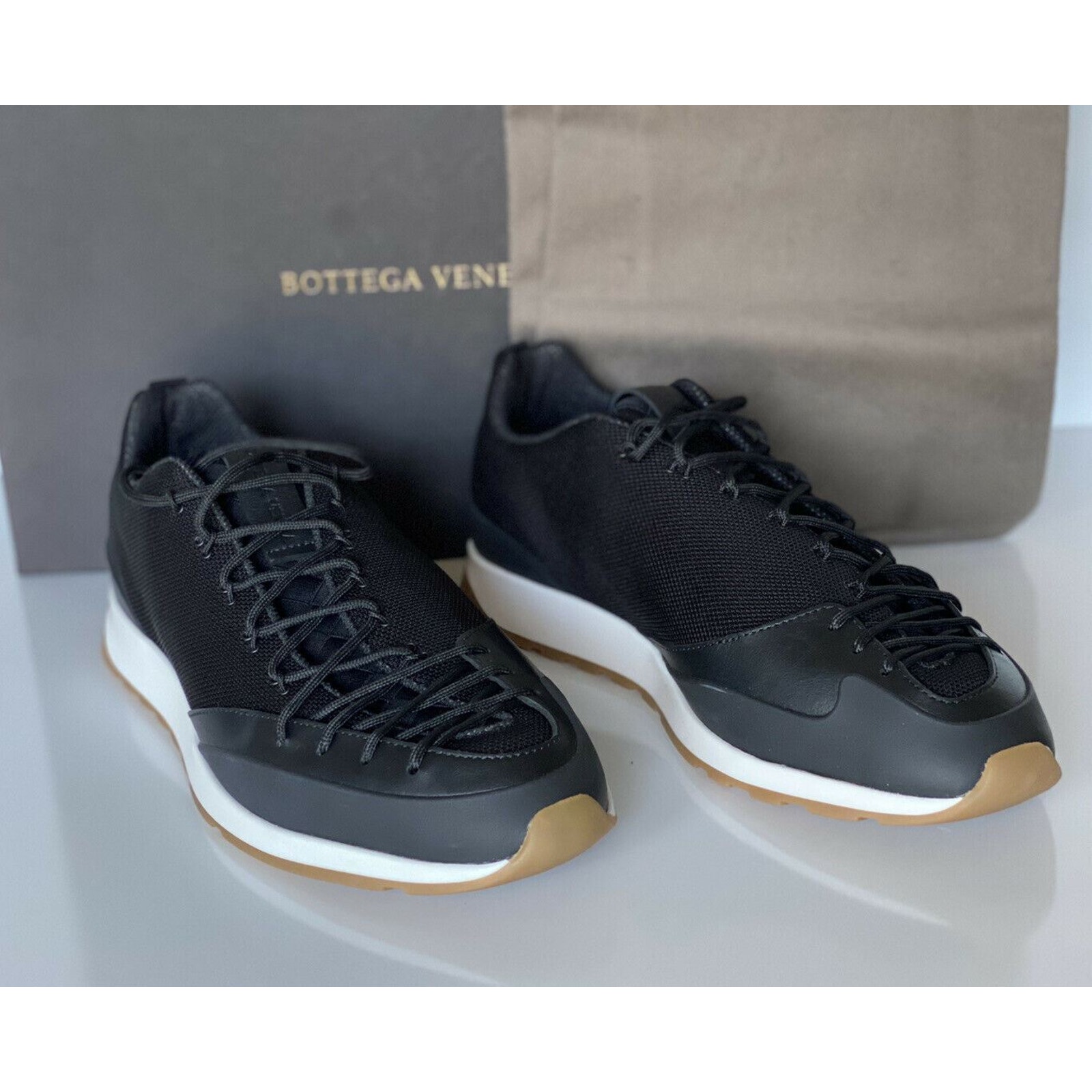 Nib $790 Bottega Veneta Men's Scar Tex Black Sneakers 8.5 Us (41.5 Euro) 609891